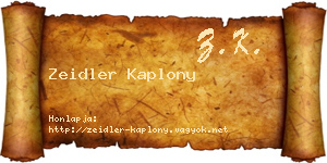 Zeidler Kaplony névjegykártya